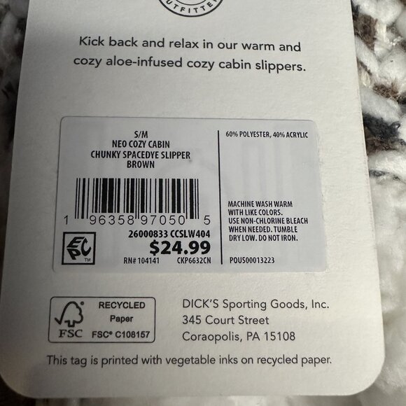 NWT Northeast Outfitters Women's Cozy Cabin Slippers Size S/M (Spacedye Brown) - Picture 8 of 9